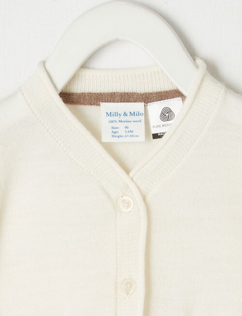 Milly & Milo 100% Merino Knit V-Neck Cardigan, Vanilla product photo View 02 L