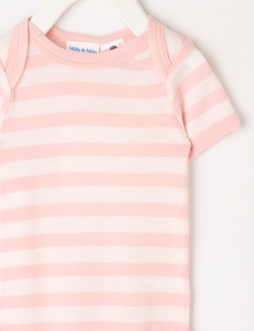 Milly & Milo Striped Short-Sleeve Bodysuit, Ballet Slipper product photo View 02 L