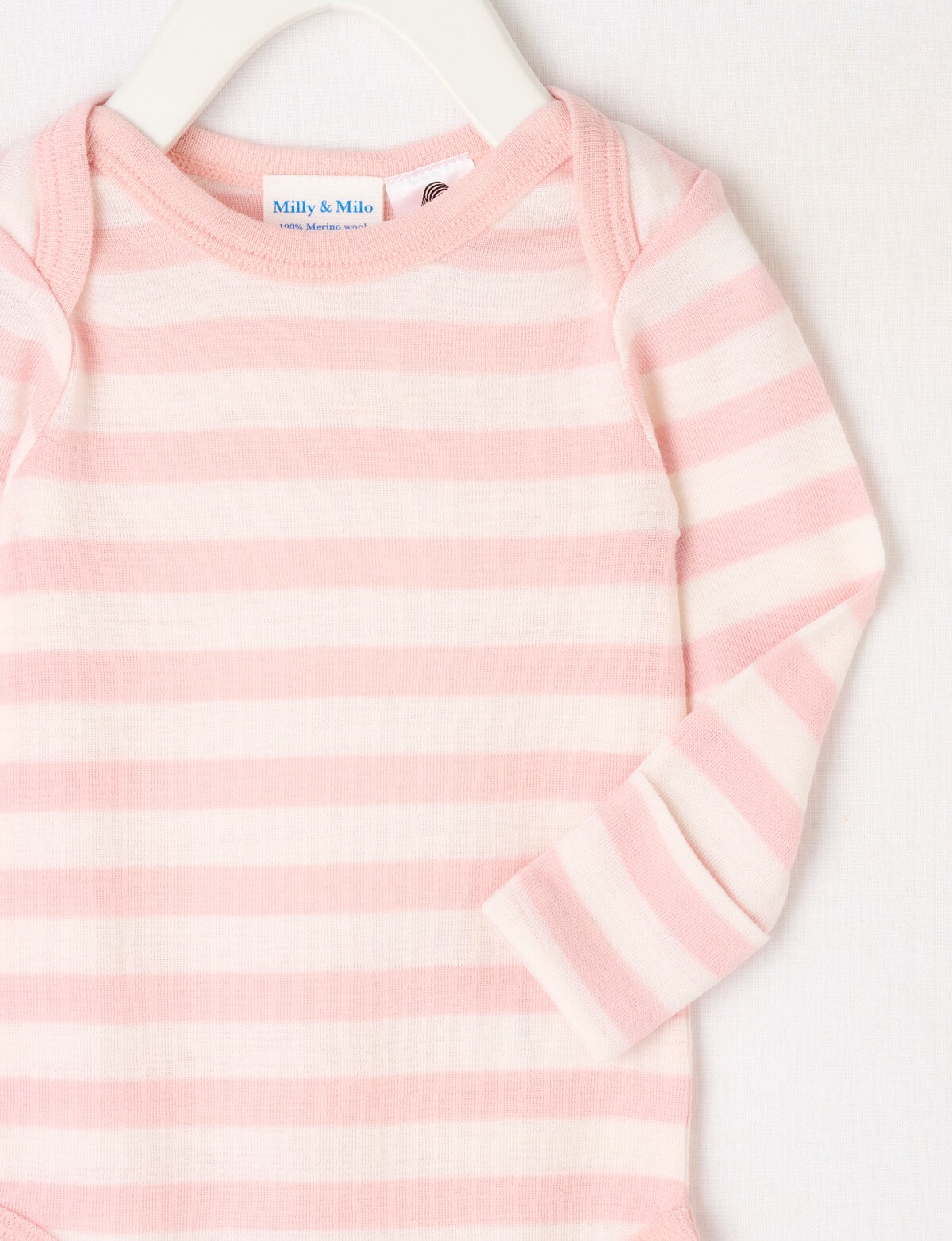 Milly & Milo Striped Long-Sleeve Bodysuit, Ballet Slipper