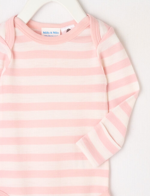 Milly & Milo Striped Long-Sleeve Bodysuit, Ballet Slipper product photo View 02 L