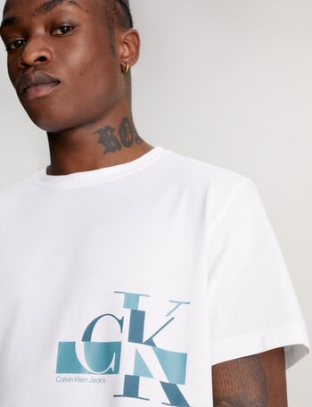 Calvin Klein Glitched CK Logo Tee, Bright White product photo
