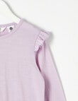 North South Merino Pinspot Long Sleeve Merino Frill Top, Lavender product photo View 02 S