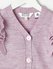 North South Merino Merino Frill Sleeve Cardigan, Lavender Marle product photo View 02 S