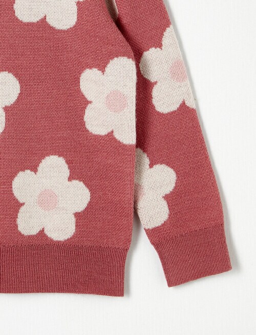 North South Merino Merino Jacquard Daisies Jumper, Mulberry product photo View 02 L