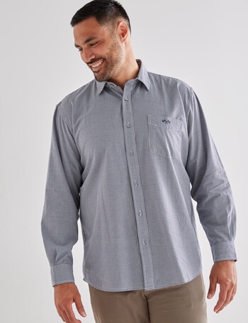 Logan Lenn Long Sleeve Shirt, White & Blue product photo