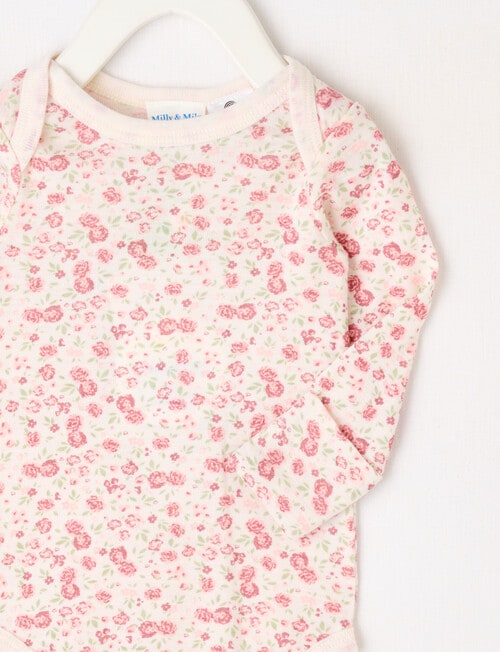 Milly & Milo Ditsy Floral Long-Sleeve Bodysuit, Pink product photo View 02 L