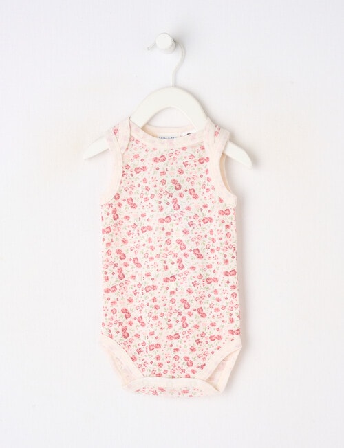 Milly & Milo Ditsy Floral Sleeveless Bodysuit, Pink product photo