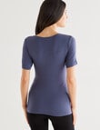 Lyric Thermals Mia Bamboo Short Sleeve Top, Slate, XS-2XL product photo View 02 S