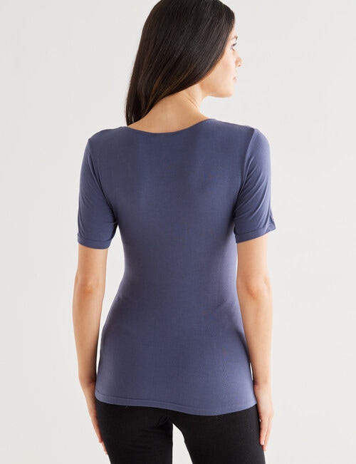 Lyric Thermals Mia Bamboo Short Sleeve Top, Slate, XS-2XL product photo View 02 L