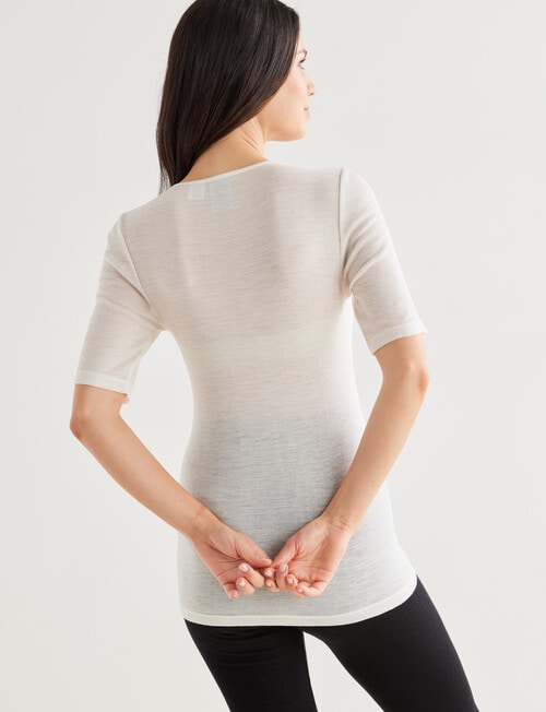 Lyric Thermals Melody Merino Short Sleeve Top, Ivory, XS-2XL product photo View 02 L