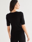 Lyric Thermals Melody Merino Short Sleeve Top, Black, XS-2XL product photo View 02 S
