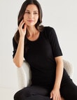 Lyric Thermals Melody Merino Short Sleeve Top, Black, XS-2XL product photo View 04 S