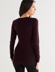 Lyric Thermals Melody Merino Long Sleeve Top, Burgundy, XS-2XL product photo View 02 S