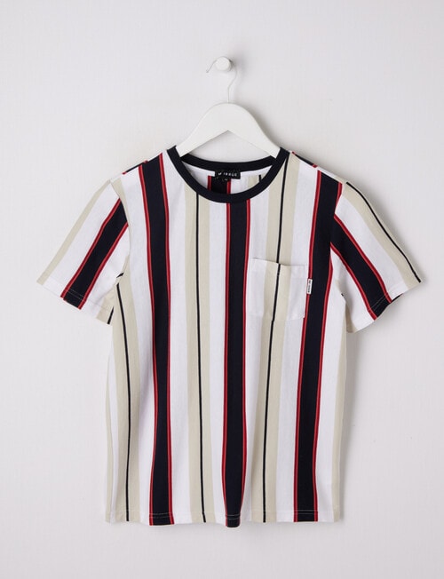 No Issue Vertical Stripe Short Sleeve Tee, Tomato & Beige product photo