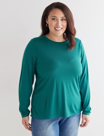 North South Curve Merino Blend Side Detail Jumper, Emerald product photo