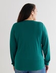 North South Curve Merino Blend Side Detail Jumper, Emerald product photo View 02 S