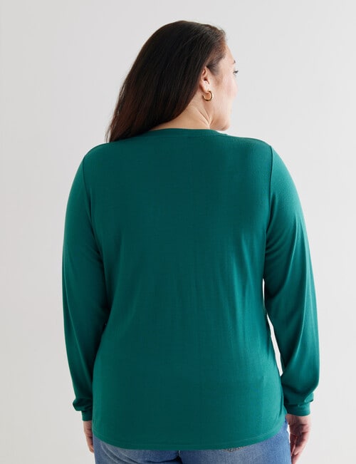 North South Curve Merino Blend Side Detail Jumper, Emerald product photo View 02 L