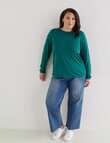 North South Curve Merino Blend Side Detail Jumper, Emerald product photo View 03 S