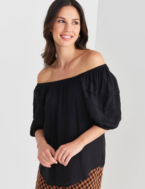 Whistle Puff Sleeve Top, Black product photo View 06 L