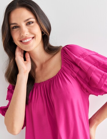 Whistle Puff Sleeve Top, Magenta product photo