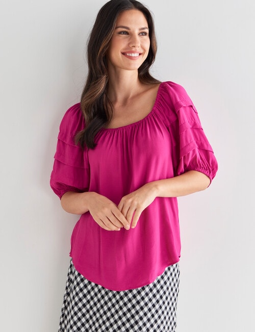 Whistle Puff Sleeve Top, Magenta product photo View 05 L