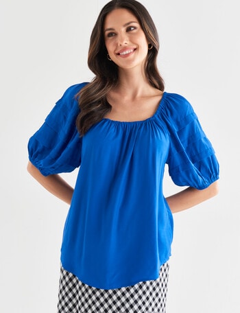 Whistle Puff Sleeve Top, Cobalt product photo