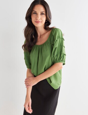 Whistle Puff Sleeve Top, Leaf product photo