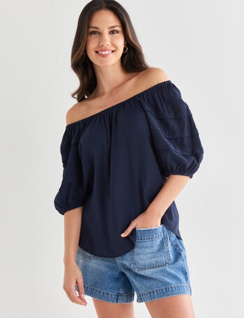 Whistle Puff Sleeve Top, Midnight product photo