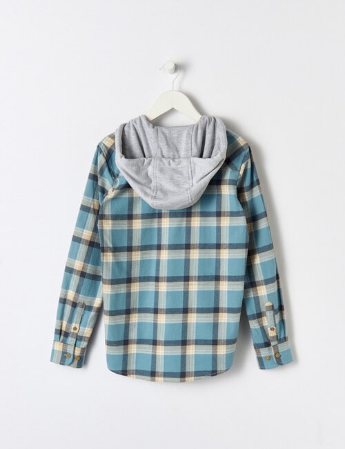No Issue Hooded Check Shirt, Blue, 8-16 product photo View 02 L