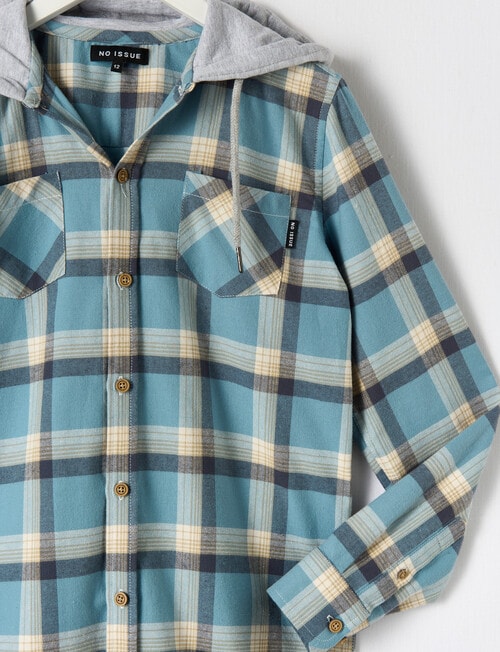No Issue Hooded Check Shirt, Blue, 8-16 product photo View 03 L