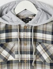 No Issue Long Sleeve Hooded Check Shirt, Moss product photo View 02 S