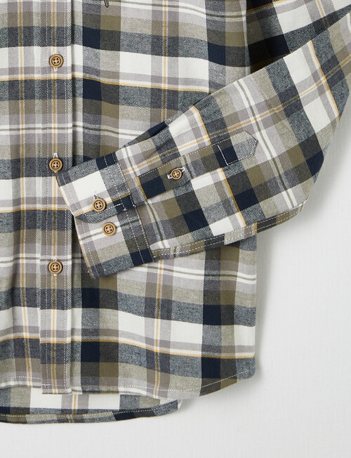 No Issue Long Sleeve Hooded Check Shirt, Moss product photo View 03 L