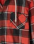No Issue Long Sleeve Hooded Check Shirt, Red product photo View 02 S