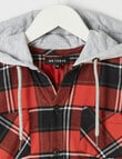 No Issue Long Sleeve Hooded Check Shirt, Red product photo View 03 S