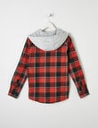 No Issue Long Sleeve Hooded Check Shirt, Red product photo View 04 S