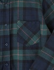 No Issue Long Sleeve Flannel Check Shirt, Petrol product photo View 02 S
