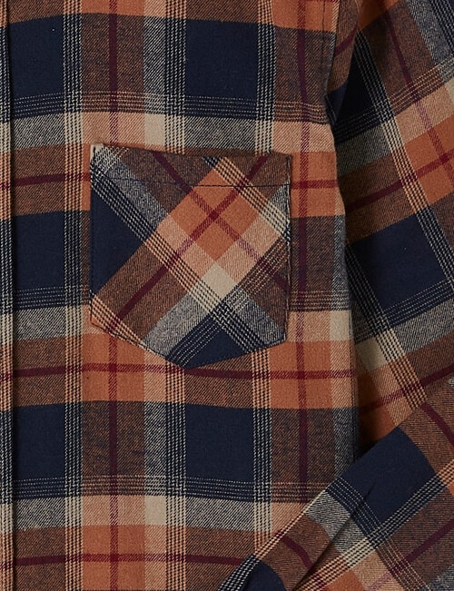 No Issue Long Sleeve Flannel Check Shirt, Tan product photo View 03 L