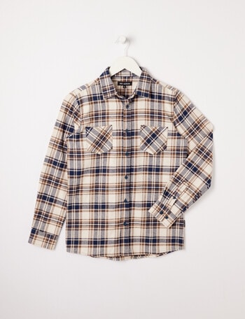 No Issue Long Sleeve Flannel Shirt Check, Ivory product photo