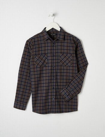 No Issue Long Sleeve Flannel Check Shirt, Taupe product photo