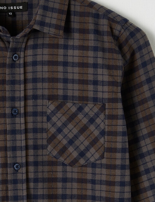 No Issue Long Sleeve Flannel Check Shirt, Taupe product photo View 02 L