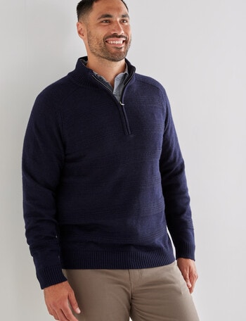 Logan Dixie 1/4 Wool Zip Pullover, Navy product photo