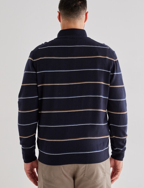 Logan Tango Stripe 1/4 Wool Zip Pullover, Navy product photo View 02 L