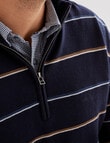 Logan Tango Stripe 1/4 Wool Zip Pullover, Navy product photo View 04 S