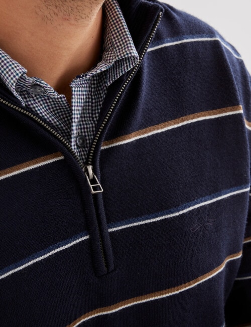 Logan Tango Stripe 1/4 Wool Zip Pullover, Navy product photo View 04 L