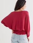 Whistle 3/4 Shirred Hem Top, Magenta product photo View 02 S