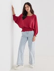 Whistle 3/4 Shirred Hem Top, Magenta product photo View 03 S