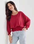 Whistle 3/4 Shirred Hem Top, Magenta product photo View 04 S
