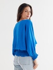 Whistle 3/4 Shirred Hem Top, Deep Blue product photo View 02 S