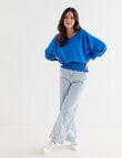 Whistle 3/4 Shirred Hem Top, Deep Blue product photo View 03 S