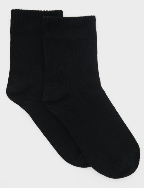 Ambra Organic Cotton Rib Top Crew Sock, Black product photo View 02 L